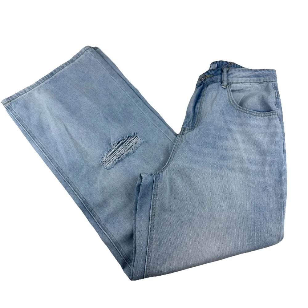 HDLTE Women's Small‎ Jeans High Rise Baggy Wide Leg Boyfriend Y2K Denim-NWT